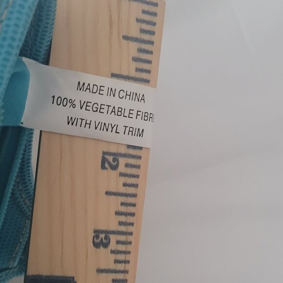 Straw Purse Vintage Flower Embellished Multi Color with Blue Trim - Picture 12 of 16